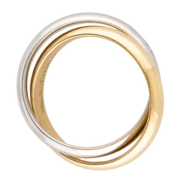 TIFFANY & CO. 18K 750 YELLOW GOLD & WHITE GOLD TWO-TONE MELODY RING - Picture 8 of 10